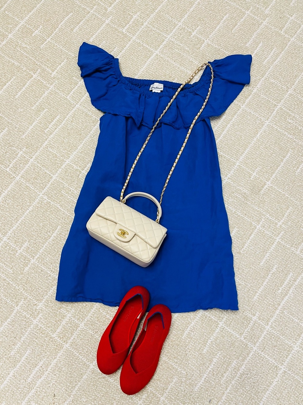 Tommy Bahama Royal Blue Off-Shoulder Mini Dress with pockets!